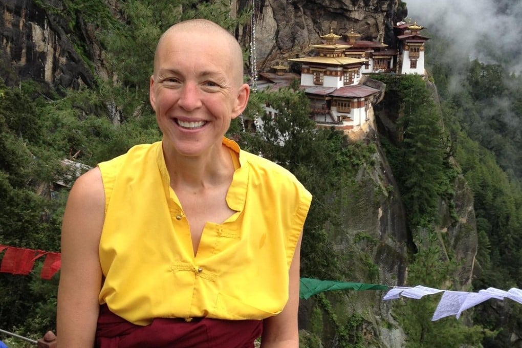 Emma Slade in Bhutan, where she spends several months of each year for her charity that helps special-needs children. Picture: Courtesy of Emma Slade