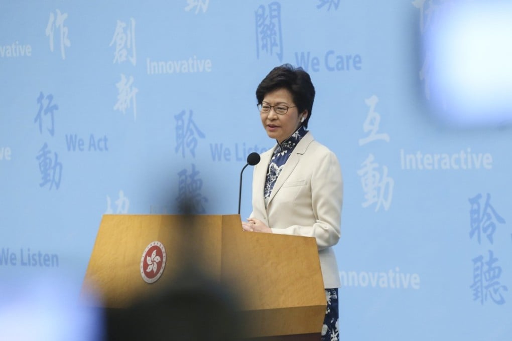 Chief Executive-elect Carrie Lam Cheng Yuet-ngor presenting her cabinet at Tamar on Wednesday. Photo: David Wong