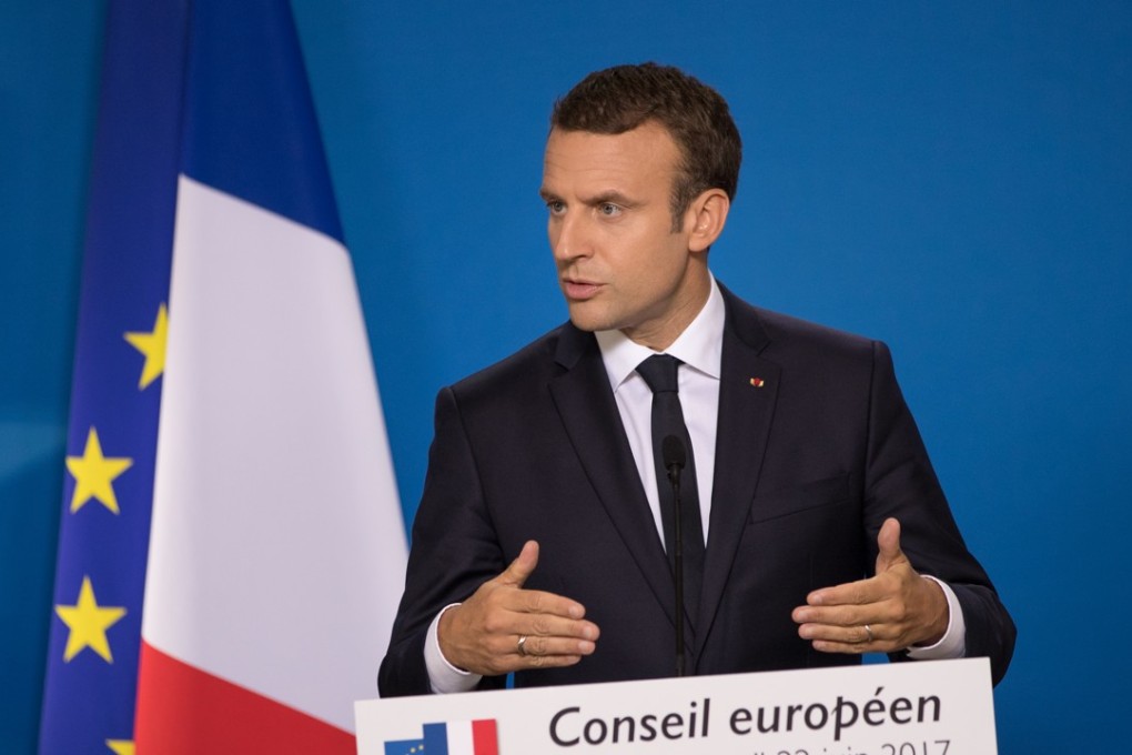 French president Emmanuel Macron urging t he EU to place limits on foreign takeovers, with a focus on China, especially since he believes the region should be not naive about free trade. Photo: Bloomberg