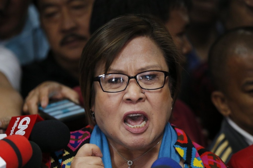 Filipino Senator Leila De Lima speaks during a press conference at the Philippine Senate in September 2016. Photo: EPA