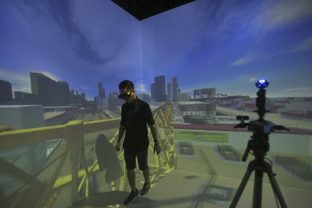A University of Hong Kong team has developed a VR training system that companies can use for their training purposes. Photo: Xiaomei Chen