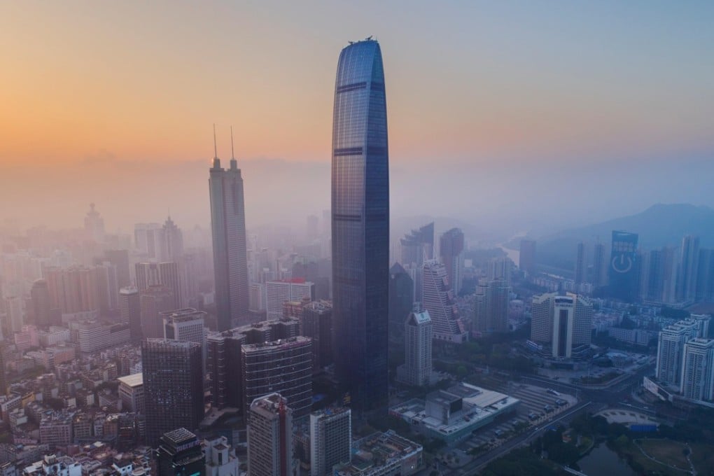 The Kingkey 100, a 100-storey skyscraper and the world’s 14th tallest building, stands against at sunrise in Shenzhen, China. Photo: Handout