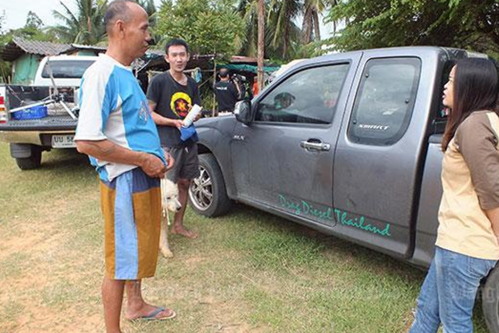 Boonsuan Wareesri, the father of the bride, talks to a reporter at his house in Phimai district of Nakhon Ratchasima province on Sunday. Photo: Prasit Tangprasert