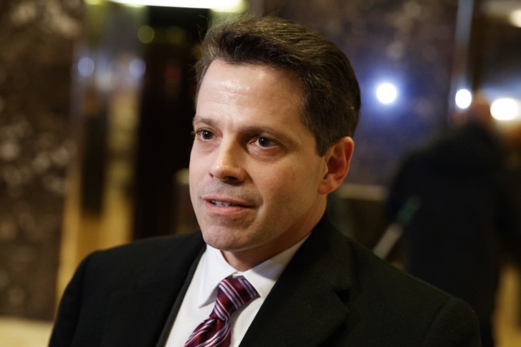 Anthony Scaramucci, a senior adviser to Donald Trump, talks to reporters in the lobby of Trump Tower in New York. Scaramucci was the subject of an article about Trump-Russia ties that CNN later retracted. Photo: AP