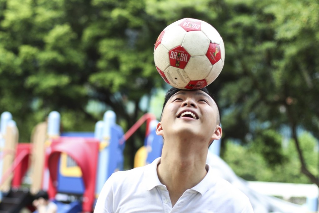Harrison Chu Pak-ho likes playing football at Po Hong Park in Po Lam. Photo: Nora Tam