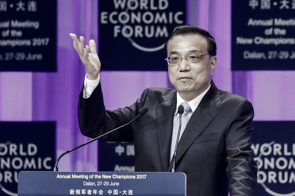 Chinese Premier Li Keqiang, speaking at the World Economic Forum Annual Meeting of the New Champions in Dalian. Photo: Bloomberg