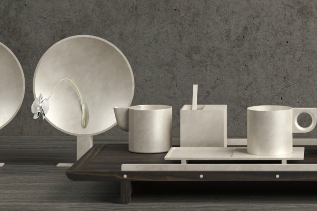 Hong Kong architect and designer Chi Wing Lo showed his trademark hybrid of Asian minimalist harmony and Italian style in hand-polished geometric silver and ebony tea ware. Photo: courtesy of Chi Wing Lo