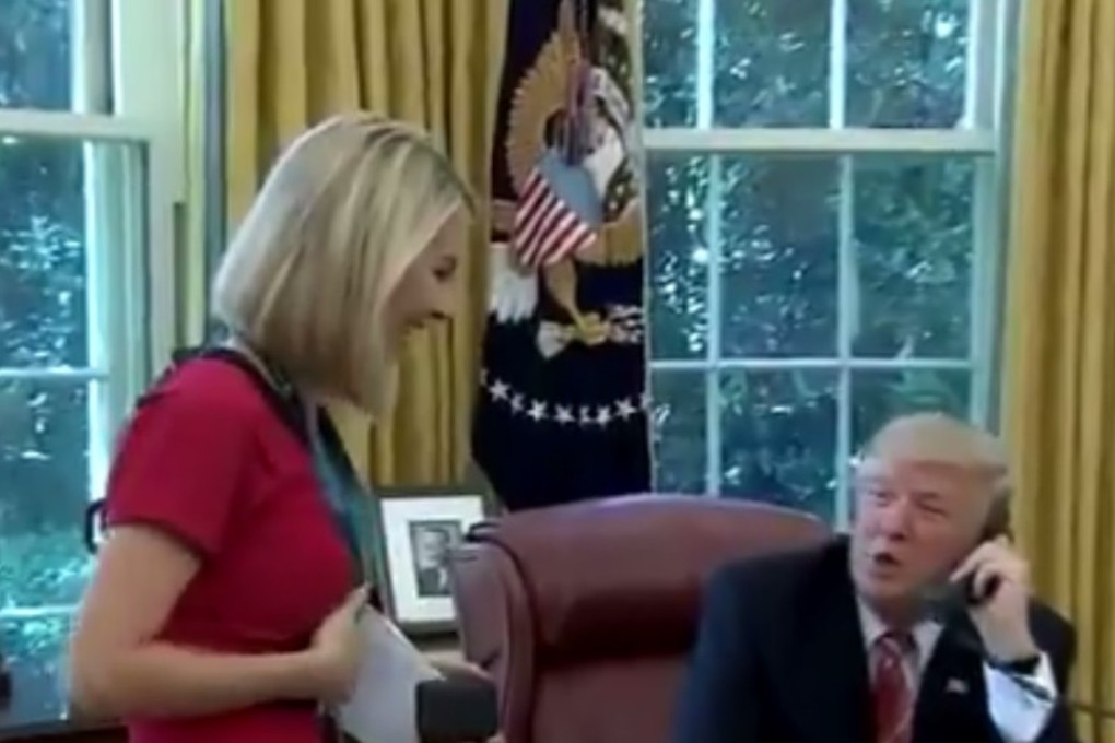 RTÉ Washington correspondent Caitriona Perry was singled out while she and several members of the press visited the White House to cover Trump’s diplomatic phone call with Ireland’s new prime minister, Leo Varadkar. Photo: Twitter