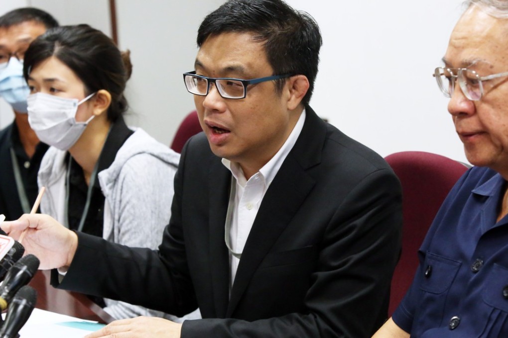 Relatives of Yau Kit-long, James To of the Democratic Party and lawyer Sirichai address the media on Thursday. Photo: Edmond So