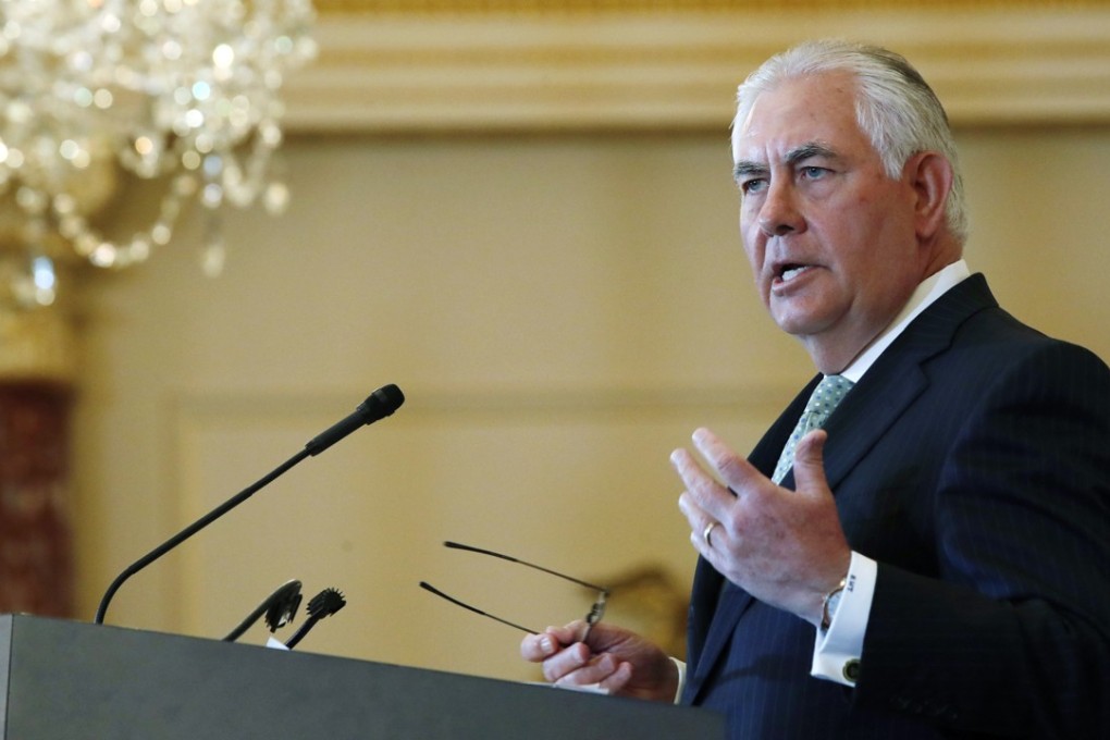 US Secretary of State Rex Tillerson speaks at a 2017 Trafficking in Persons Report ceremony at the State Department on Tuesday in Washington. Photo: Associated Press