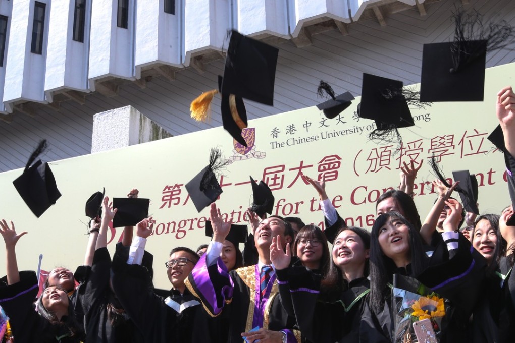 Students take photos with Joseph Sung Jao-Yiu during Chinese University 81st Congregation for the Conferment of Degrees. Photo: David Wong