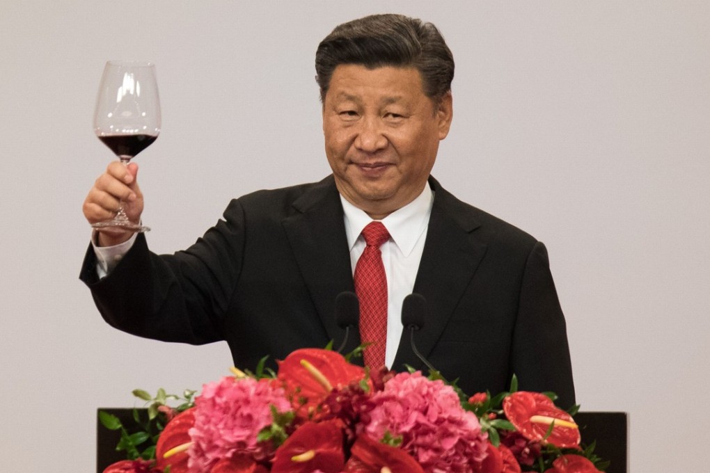 Xi Jinping makes a toast at a banquet in his honour at the Convention Centre. Photo: AFP