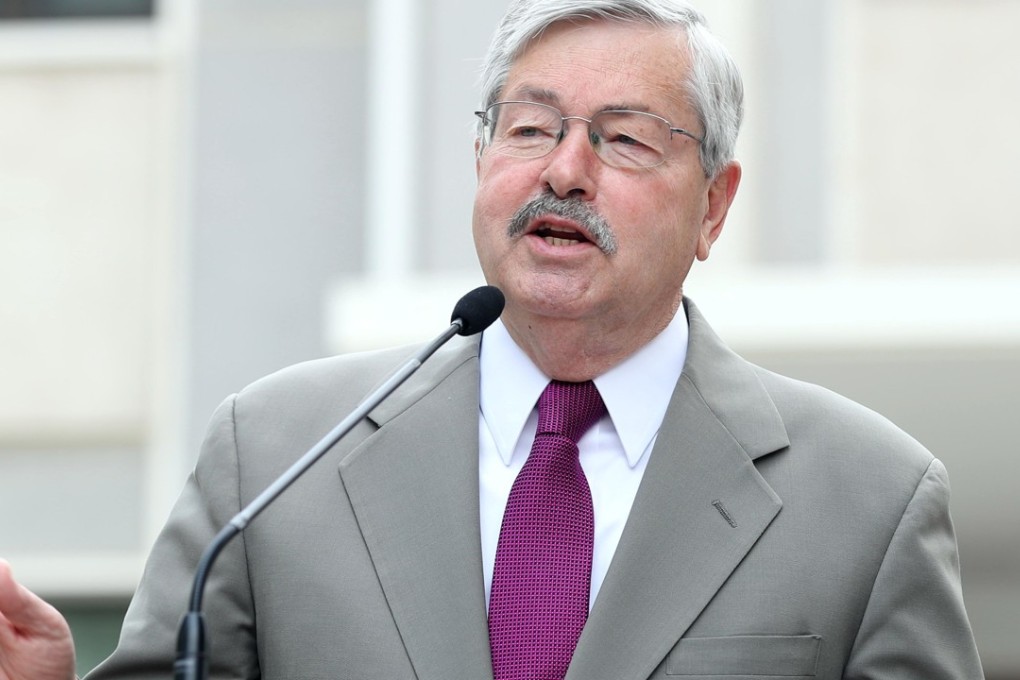 US Ambassador to China Terry Branstad speaks to the media at his residence in Beijing. Photo: Xinhua