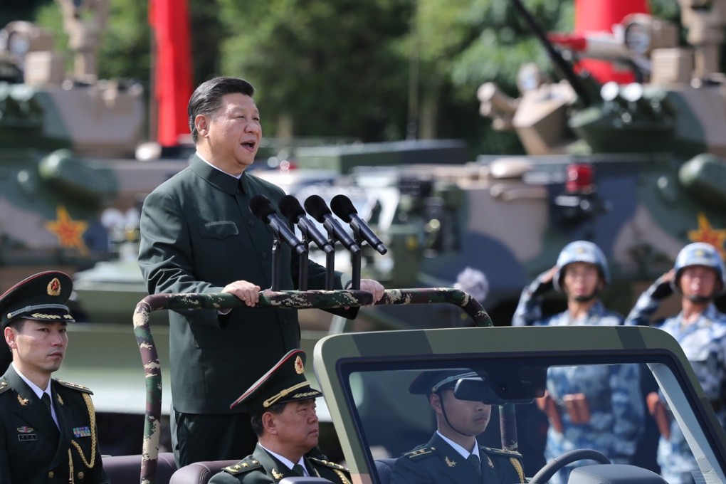 President Xi Jinping inspects the PLA garrison in Hong Kong. Photo: Sam Tsang