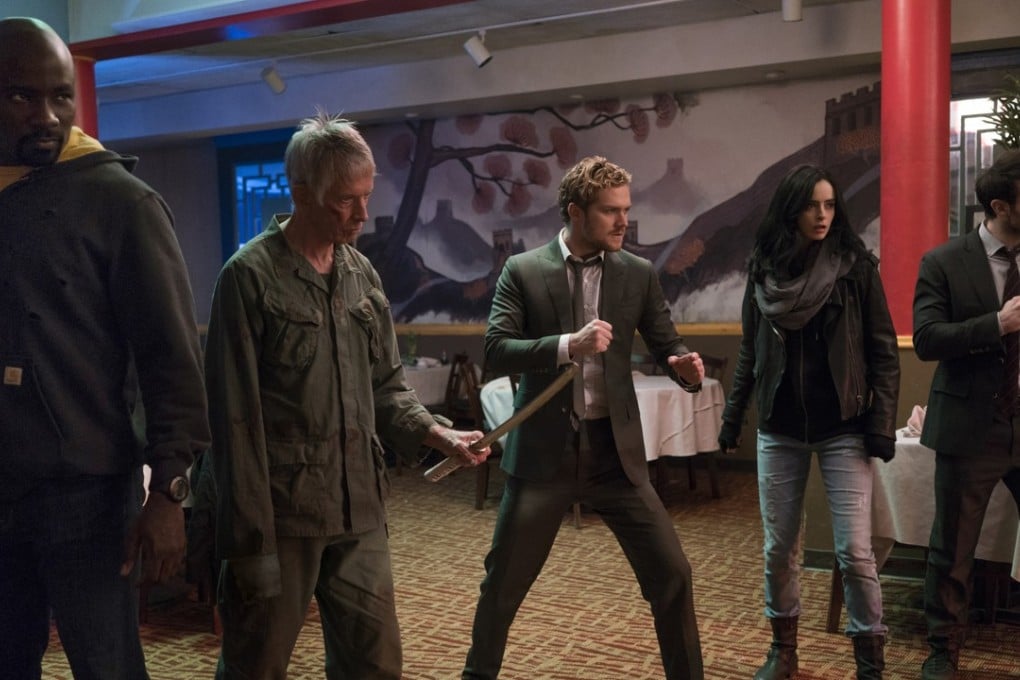 From left: Mike Colter, Scott Glenn, Finn Jones, Krysten Ritter and Charlie Cox. Photo: Netflix
