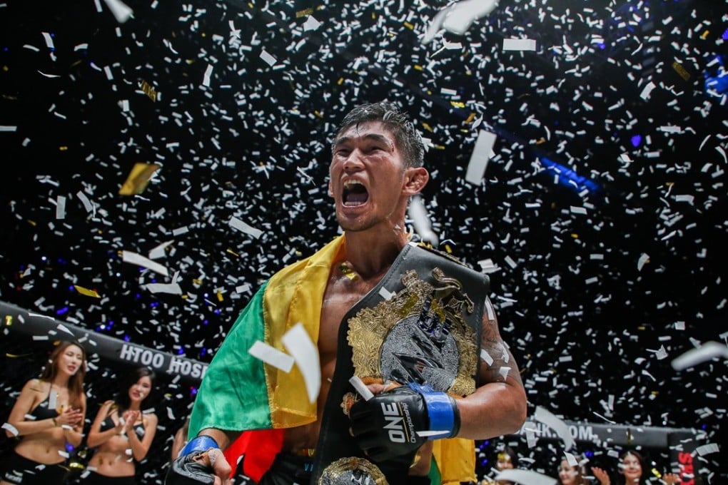 Aung La Nsang celebrates becoming world champion. Photo: ONE Championship
