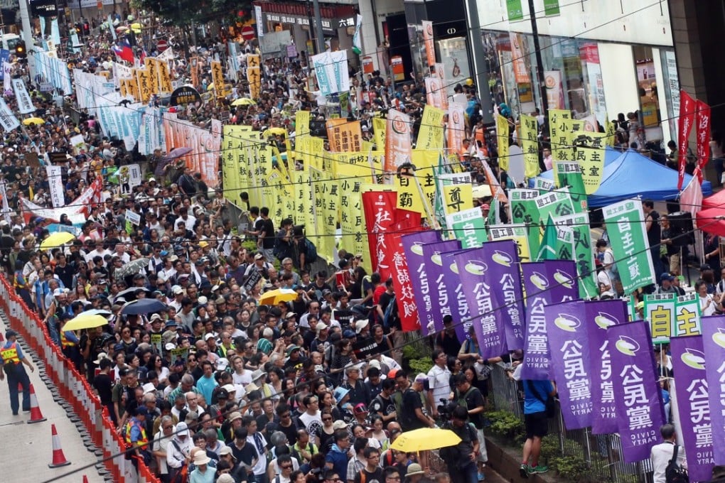 The march took place on the 20th anniversary of the city’s handover to Chinese rule. Photo: David Wong