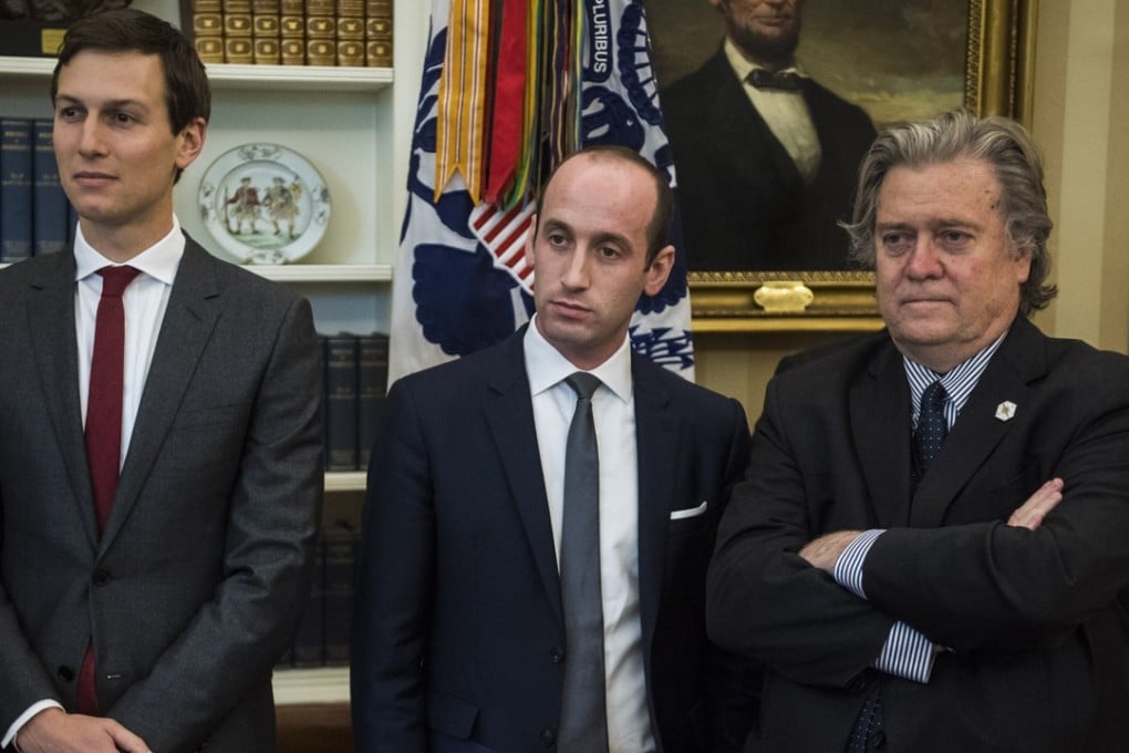 Senior adviser Jared Kushner, senior policy adviser Stephen Miller and chief strategist Stephen Bannon. Photo: The Washington Post