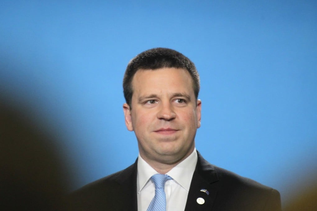 Estonian Prime Minister Juri Ratas, pictured during a press conference on Friday to mark the Estonian presidency of the European Union, may not last as premier long enough to see out his country’s rotating six-month term at the helm of the EU. Photo: EPA