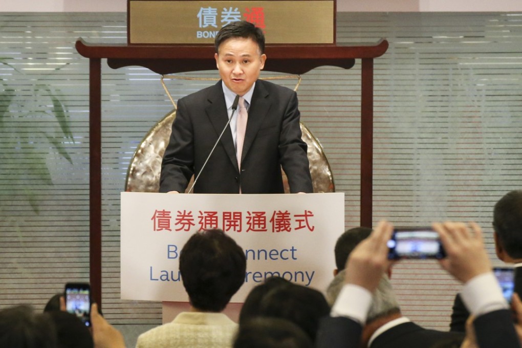 Deputy Governor of the People's Bank of China Pan Gongsheng at the Bond Connect launch ceremony on Monday. Photo: Felix Wong