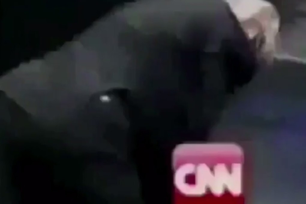 Trump on Twitter posted a doctored video clip showing him bashing the head of a figure representing CNN. Photo: Twitter