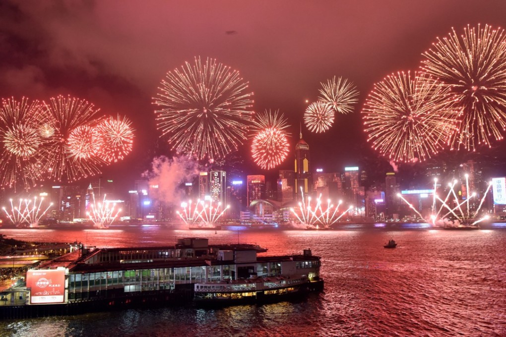 Fireworks light up the sky above Victoria Harbour to celebrate the 20th anniversary of Hong Kong’s return to the motherland, on July 1. Photo: Xinhua