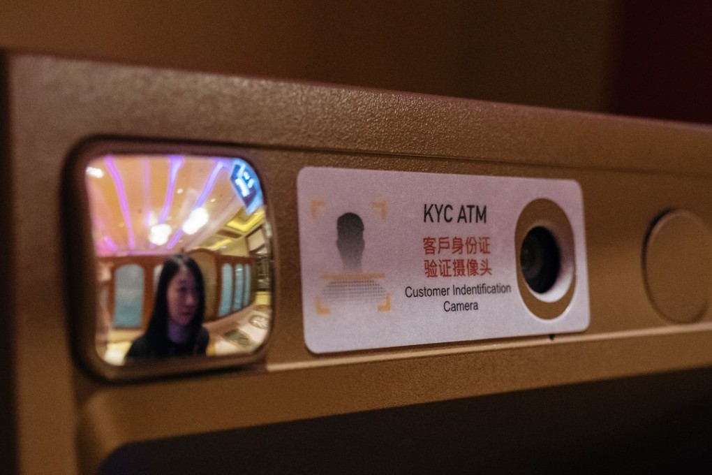 A customer identification camera is displayed at an ATM equipped with facial-recognition software in Macau. Photo: Bloomberg