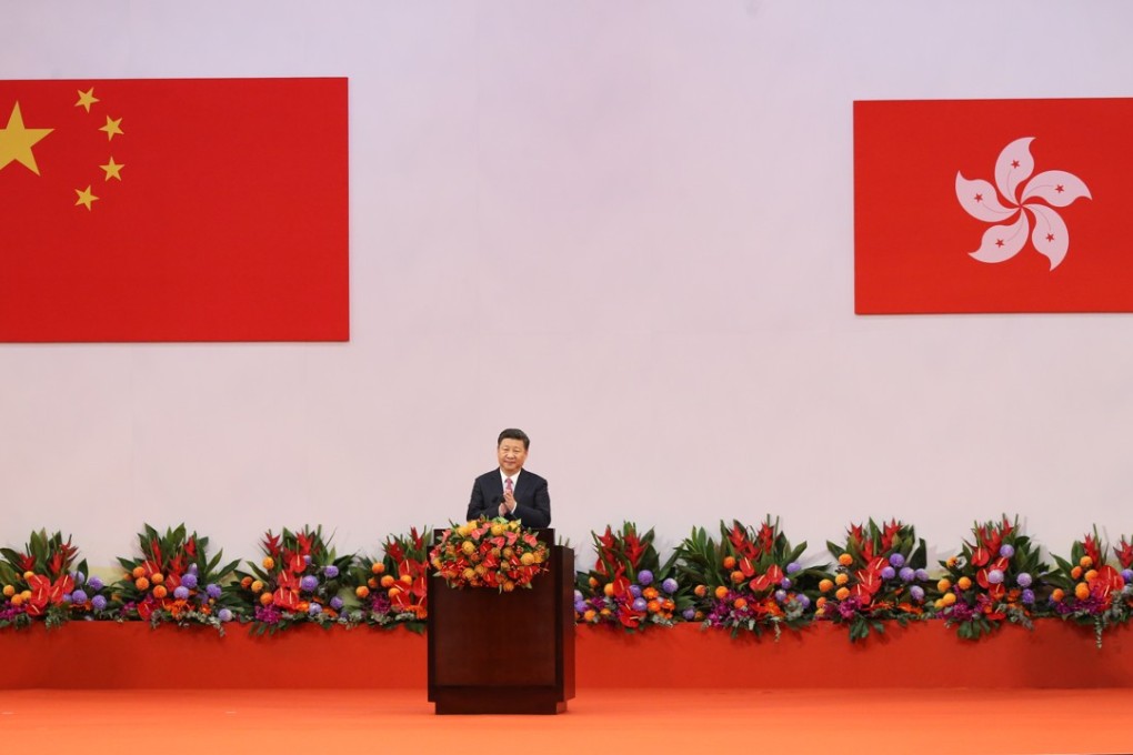 President Xi Jinping speaks following Carrie Lam’s swearing-in ceremony. Photo: Sam Tsang