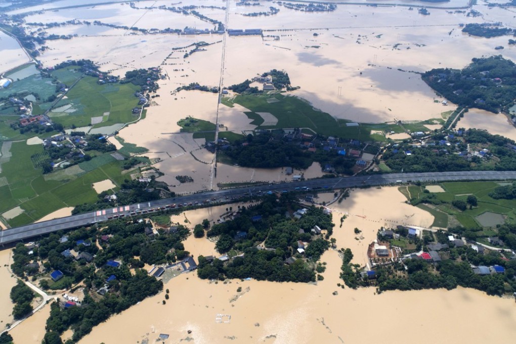 The extent of the flooding around the Hunan provincial capital of Changsha, one of the worst affected areas. Photo: Xinhua