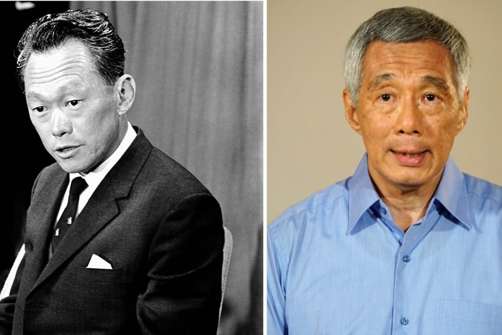 Singapore’s founding prime minister, Lee Kuan Yew, and his son, the Lion City’s current prime minister Lee Hsien Loong. File Photo