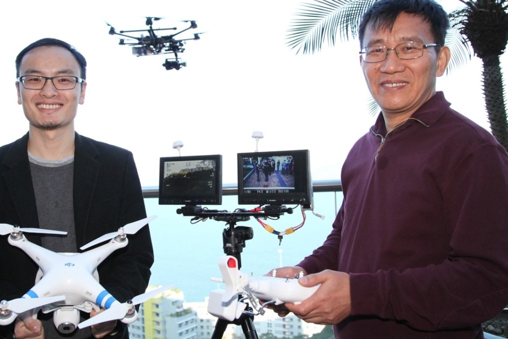 The founder of drone maker DJI, Frank Wang, and his mentor, Professor Li Zeqiang. Photo: Handout