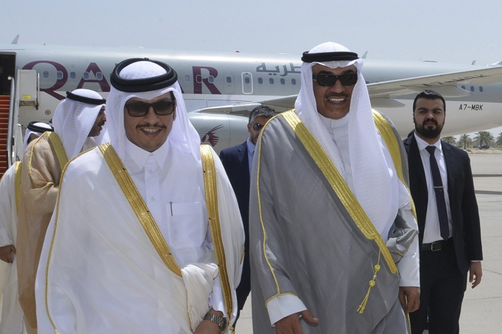 Mohammed bin Abdulrahman Al Thani, Qatar’s Foreign Minister, and Kuwait’s Foreign Minister Sheikh Sabah al-Khalid al-Sabah. Photo: EPA