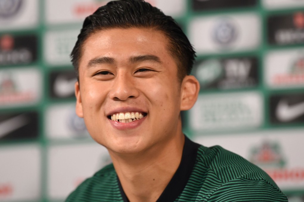 Zhang Yuning speaks to the press at Werder Bremen’s training ground. Photo: AFP