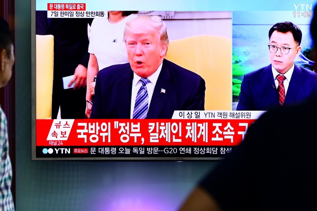 South Korea TV shows US President Donald Trump speaking about North Korea's recent ballistic missile launch. The launch has put the spotlight on Trump’s strategy for dealing with the reclusive state. Photo: Bloomberg