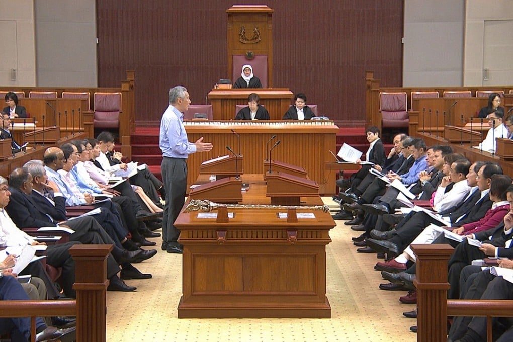 Prime Minister Lee Hsien Loong addresses parliament. Photo: AFP