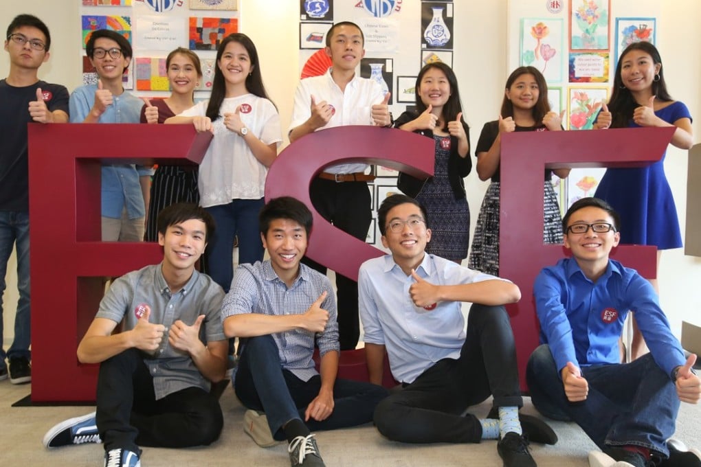 Twelve of the 15 perfect scorers from English Schools Foundation institutions. Photo: David Wong