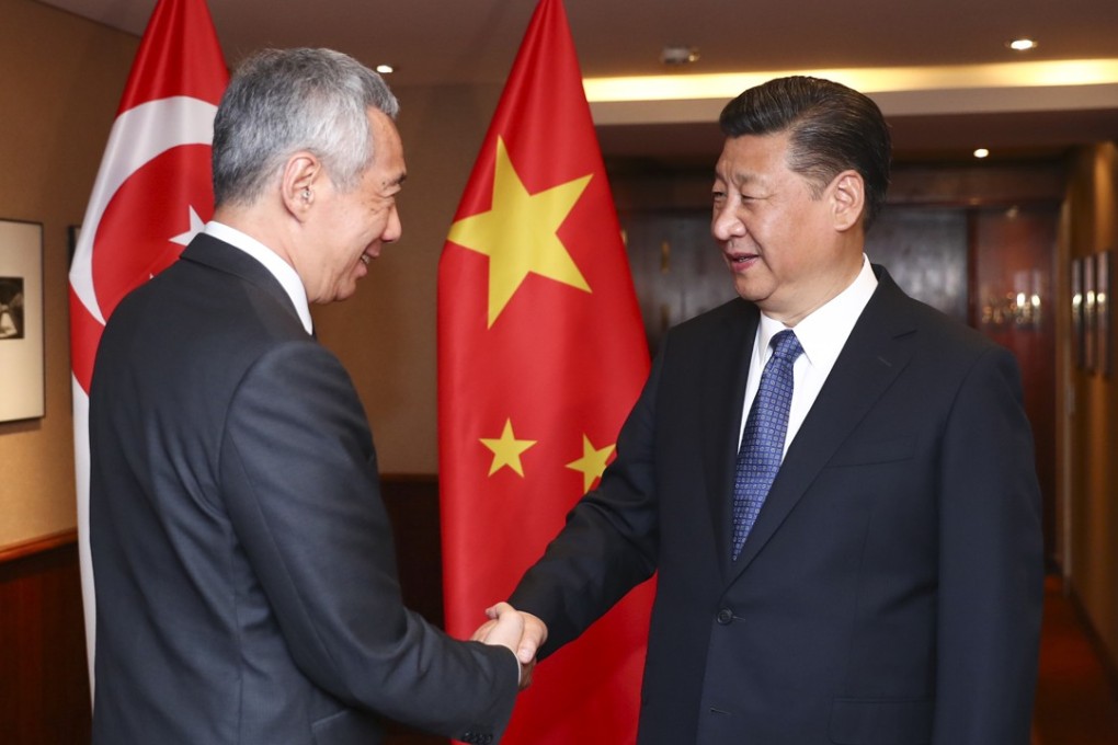 Chinese President Xi Jinping (right) pictured meeting Singaporean Prime Minister Lee Hsien Loong ahead of the G20 summit in Hamburg on Thursday. Photo: Xinhua