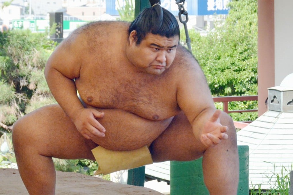 Half-Filipino sumo fighter Takayasu trains in Nagakute, central Japan. Photo: Kyodo