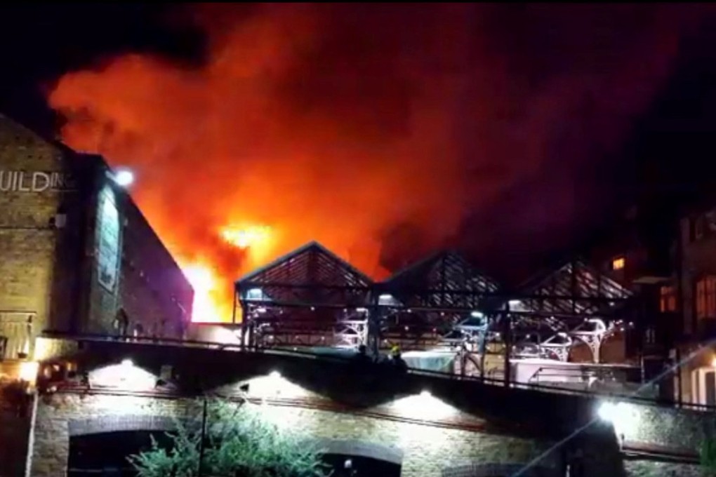 Camden Market is seen ablaze in London early Monday morning. Photo: Facebook@Billy Farrington/handout