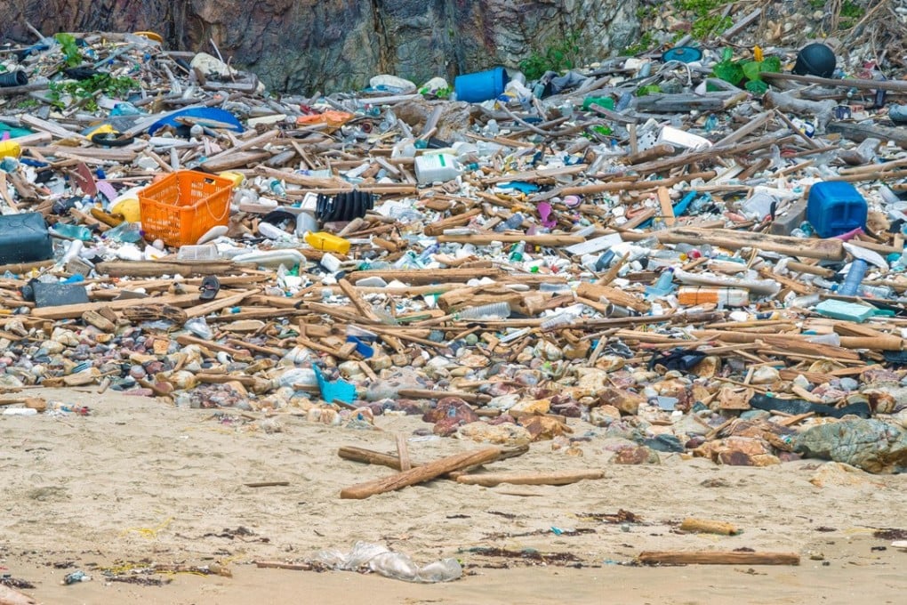 A mountain of rubbish, much of it plastic, on a Hong Kong beach. Photo: Alamy