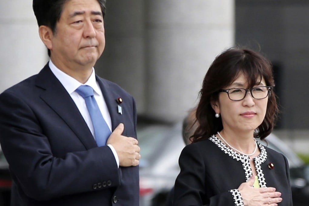 Japanese Prime Minister Shinzo Abe, left, and Defence Minister Tomomi Inada. File photo: AFP