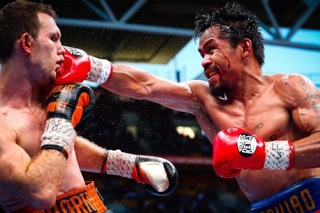 Manny Pacquiao lands a right on Jeff Horn during the contentious WBO welterweight world title fight in Brisbane. Photo: AFP