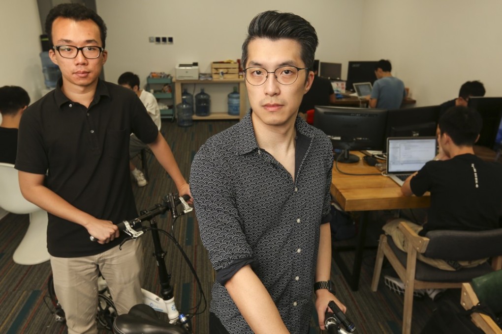 Bond Ho Ting-pong (left) and his boss Edmund Lee Chi-wai at Application Technology. Photo: Xiaomei Chen