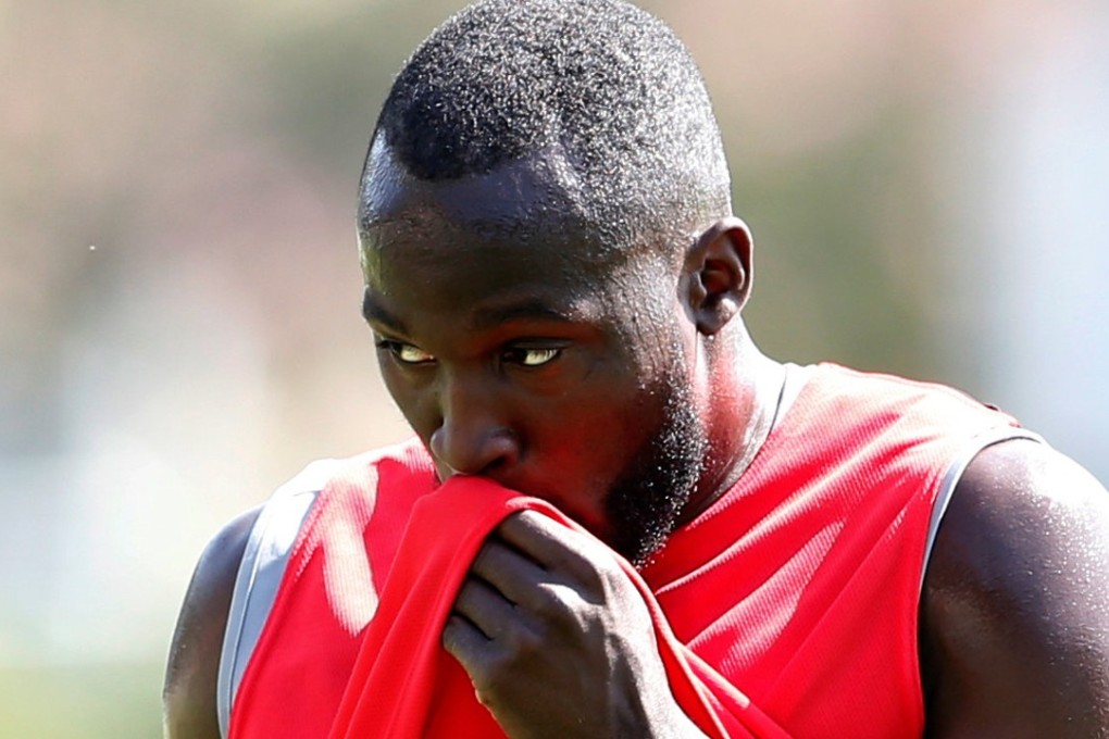 Manchester United's Romelu Lukaku trains. Photos: Reuters
