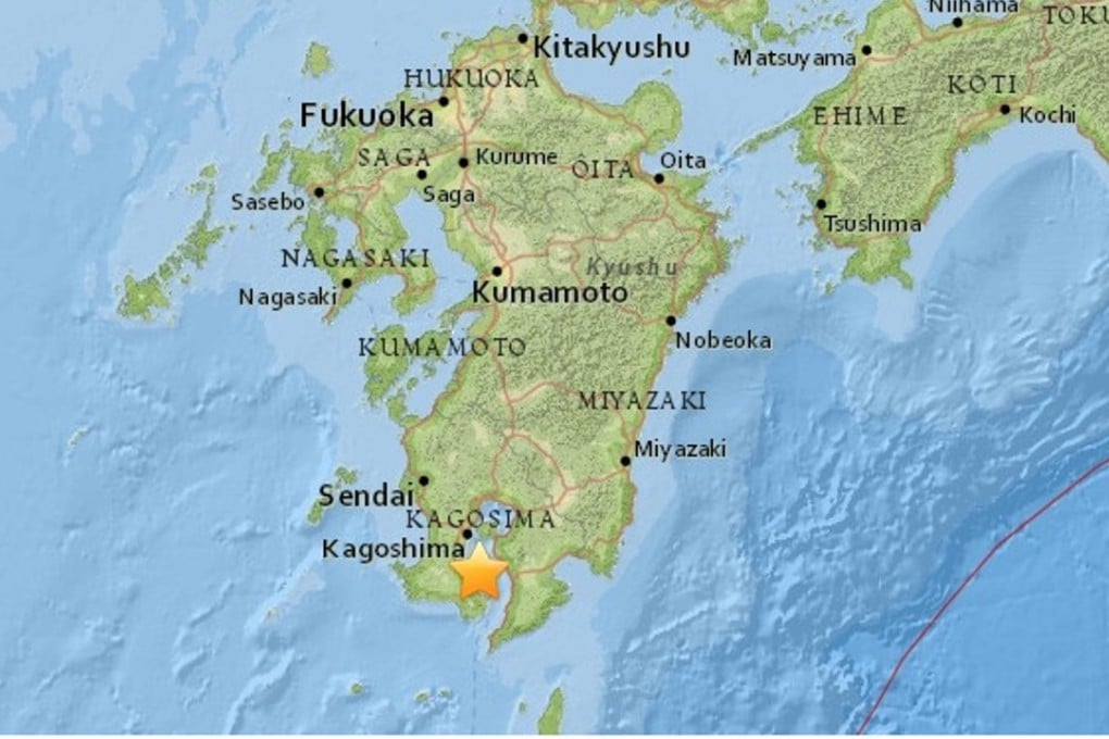 The quake hit just offshore from the city of Kagoshima, NHK public television said. Photo: USGS