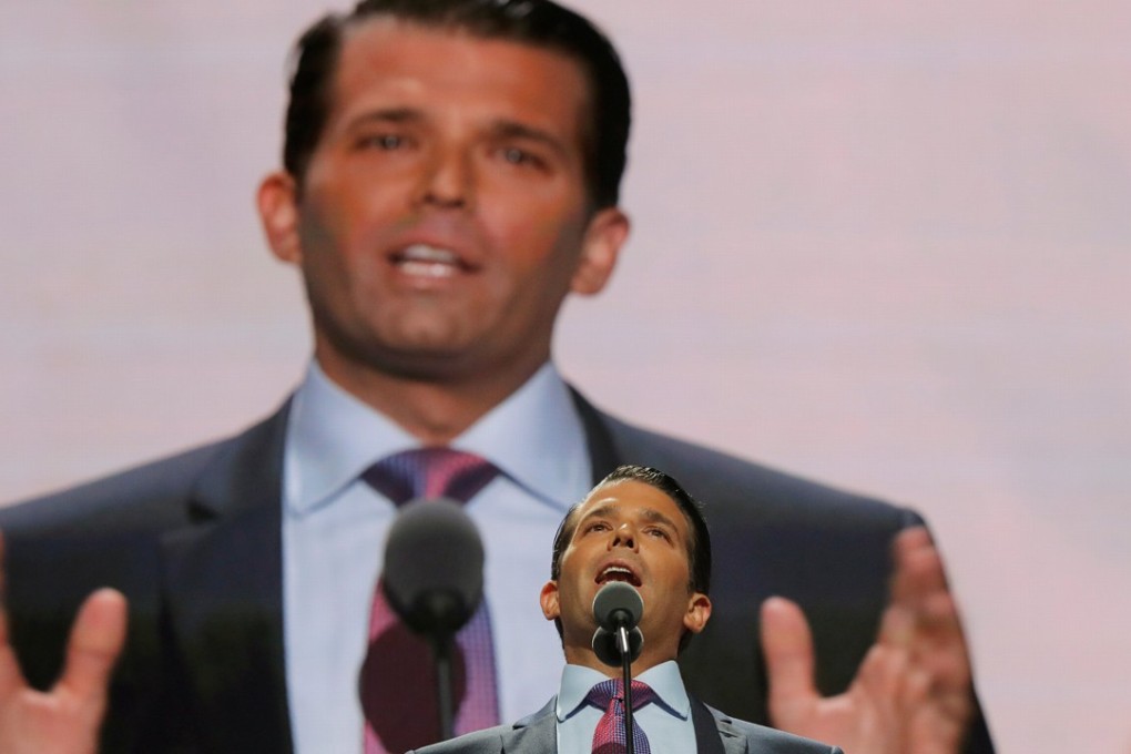 Donald Trump Jnr speaks at the 2016 Republican National Convention in Cleveland, Ohio, on July 19, 2016. Photo: Reuters