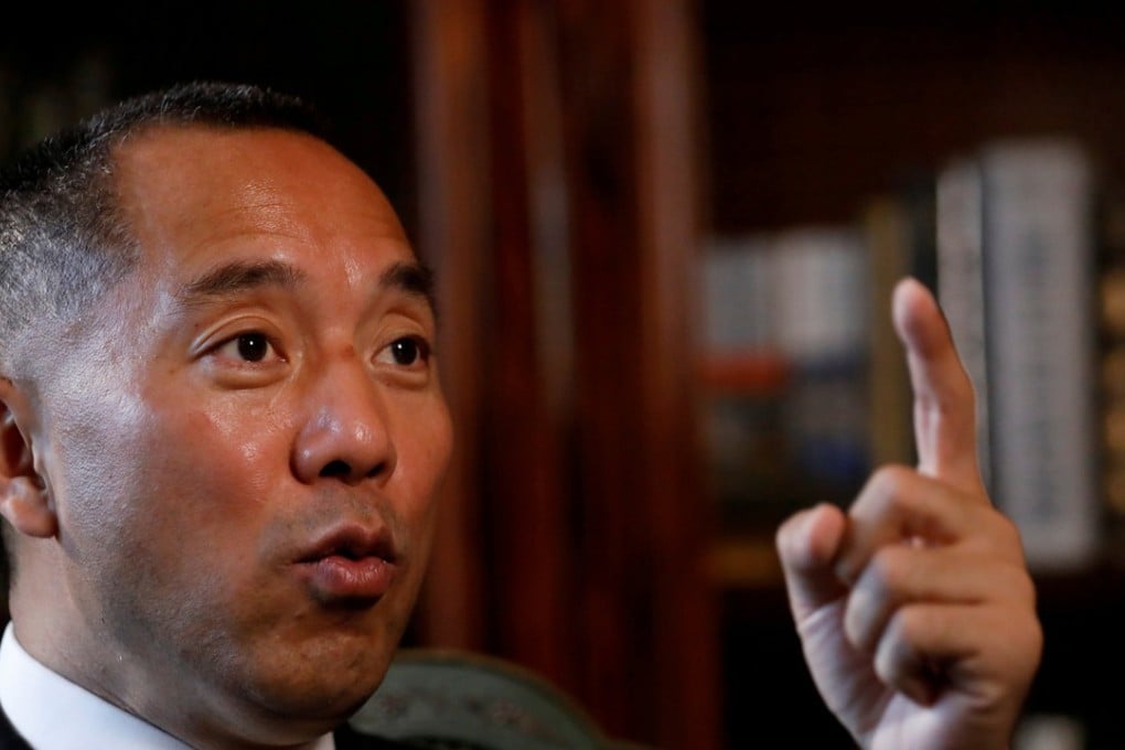 FILE PHOTO: Billionaire businessman Guo Wengui speaks during an interview in New York City, U.S., April 30, 2017. Picture taken April 30, 2017. REUTERS/Brendan McDermid/File Photo TPX IMAGES OF THE DAY