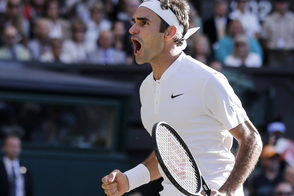 Roger Federer of Switzerland celebrates after winning his quarter final match against Milos Raonic. Photo: EPA