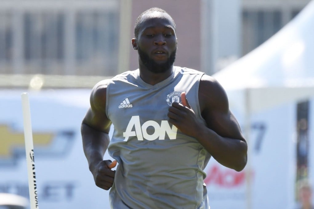Romelu Lukaku during a Manchester United training session. Photo: AFP