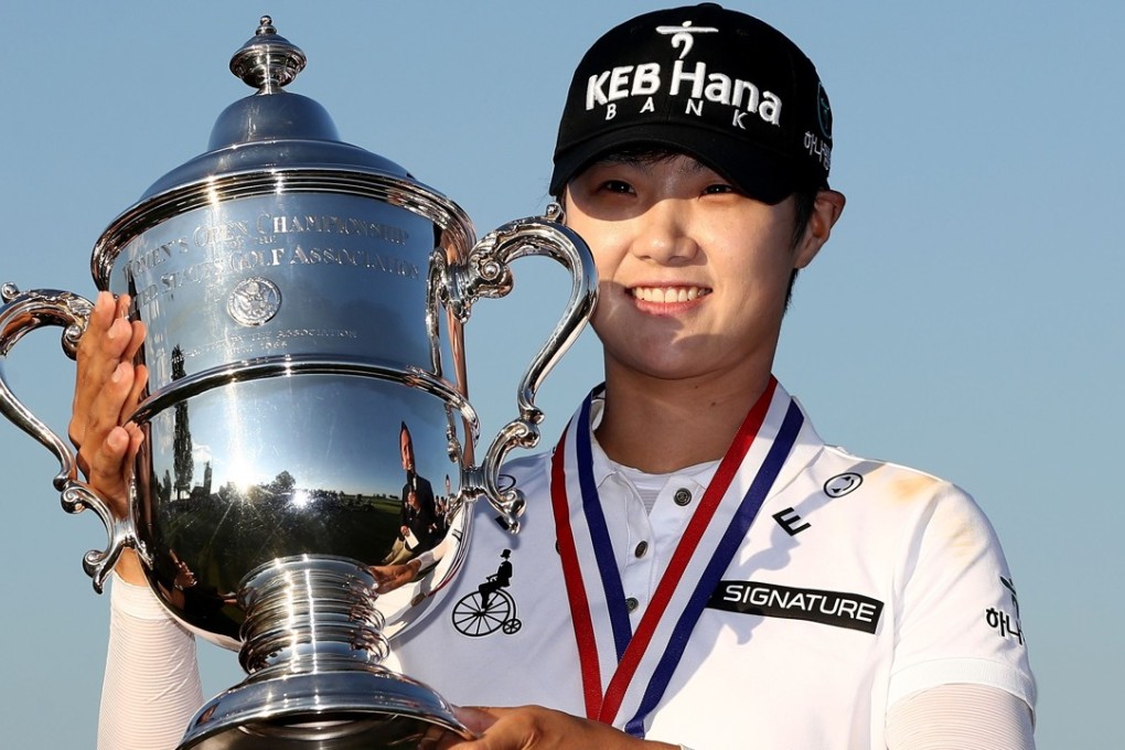 Park Sung-hyun Park poses with the trophy after the final round of the U. Women's Open. Photo: AFP